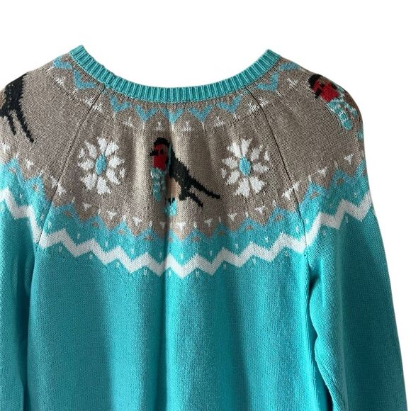 Talbots Fair Isle Bird lambswool blend Sweater Large holiday sweater Christmas s - Picture 4 of 11